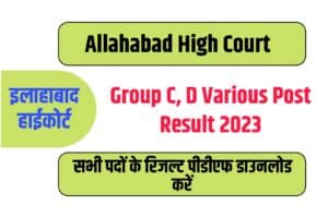 Allahabad High Court Group C, D Various Post Result 2023