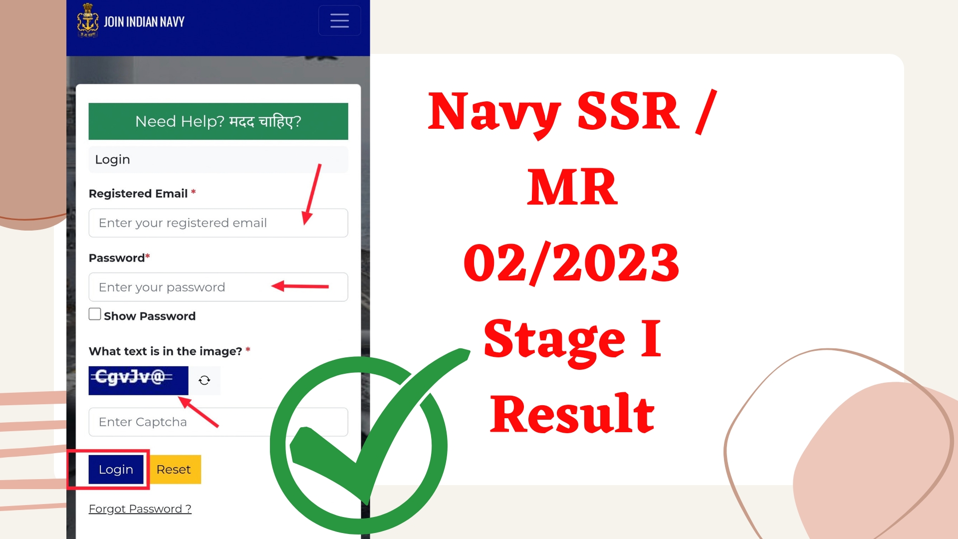 Navy SSR / MR 02/2023 Stage I Result
