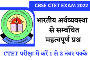 CBSE CTET Exam Indian Economy Related Important Questions