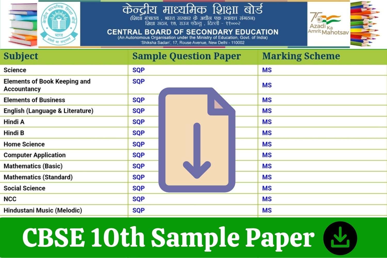 CBSE Class 10 English Sample Paper 2022 : कक्षा 10वीं अंग्रेजी विषय सैंपल पेपर यहाँ से करें डाउनलोड
