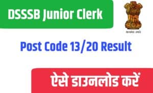 DSSSB Junior Clerk Post Code 13/20 Result