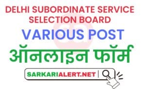 Delhi DSSSB Various Post Online Form