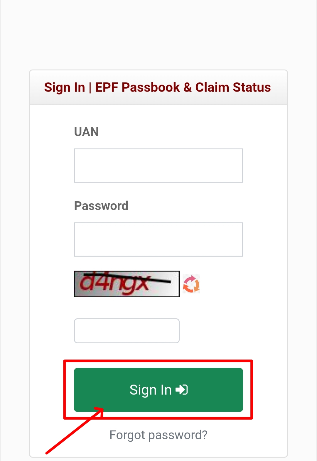 EPF Balance Check sign in 