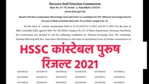 HSSC Constable Male Result 2021