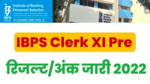 IBPS Clerk XI Pre Result with Marks 2022