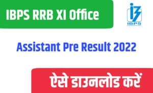 IBPS RRB XI Office Assistant Pre Result 2022