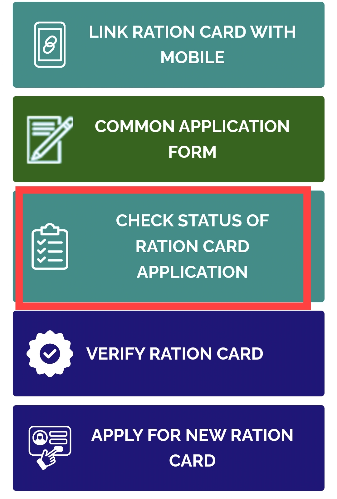 WB Ration Card Application Status