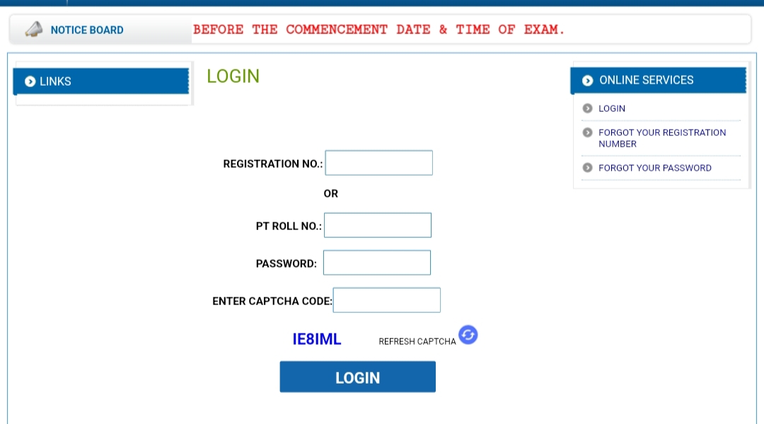 BSSC Graduate Level Mains Admit Card download page