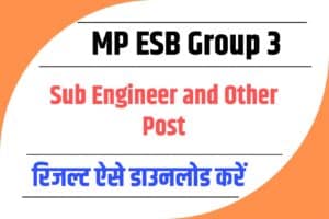 MP ESB Group 3 Sub Engineer and Other Post Result 2023