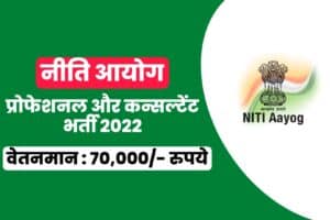 Niti Ayog Young Professionals and Consultant Recruitment 2022 Online Form