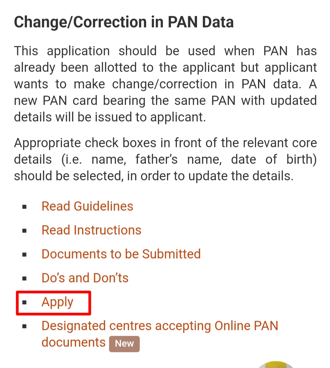 Pan Card Correction