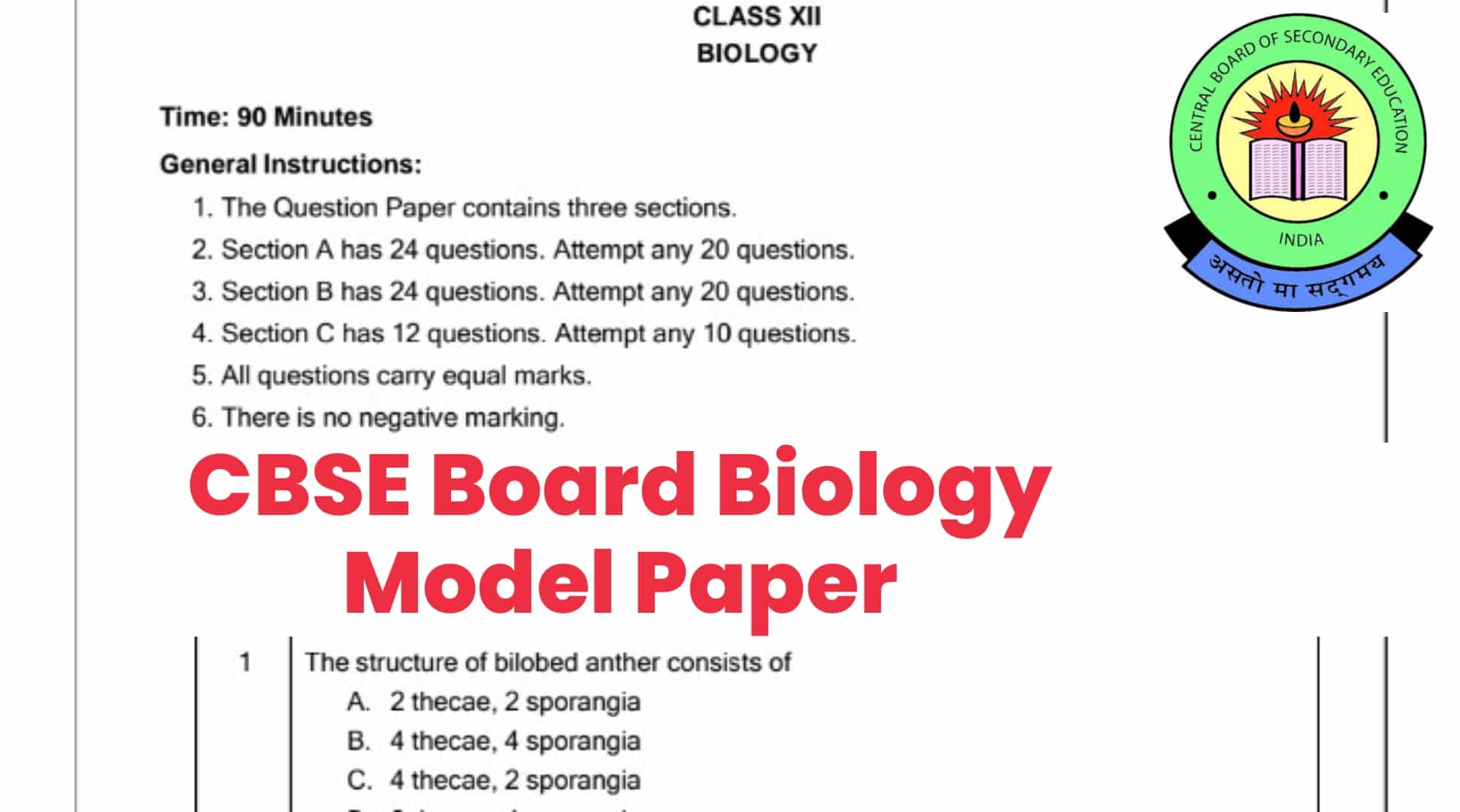 cbse board class 12th biology model paper 2