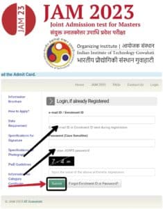 IIT JAM Admit Card 2023 Download Page