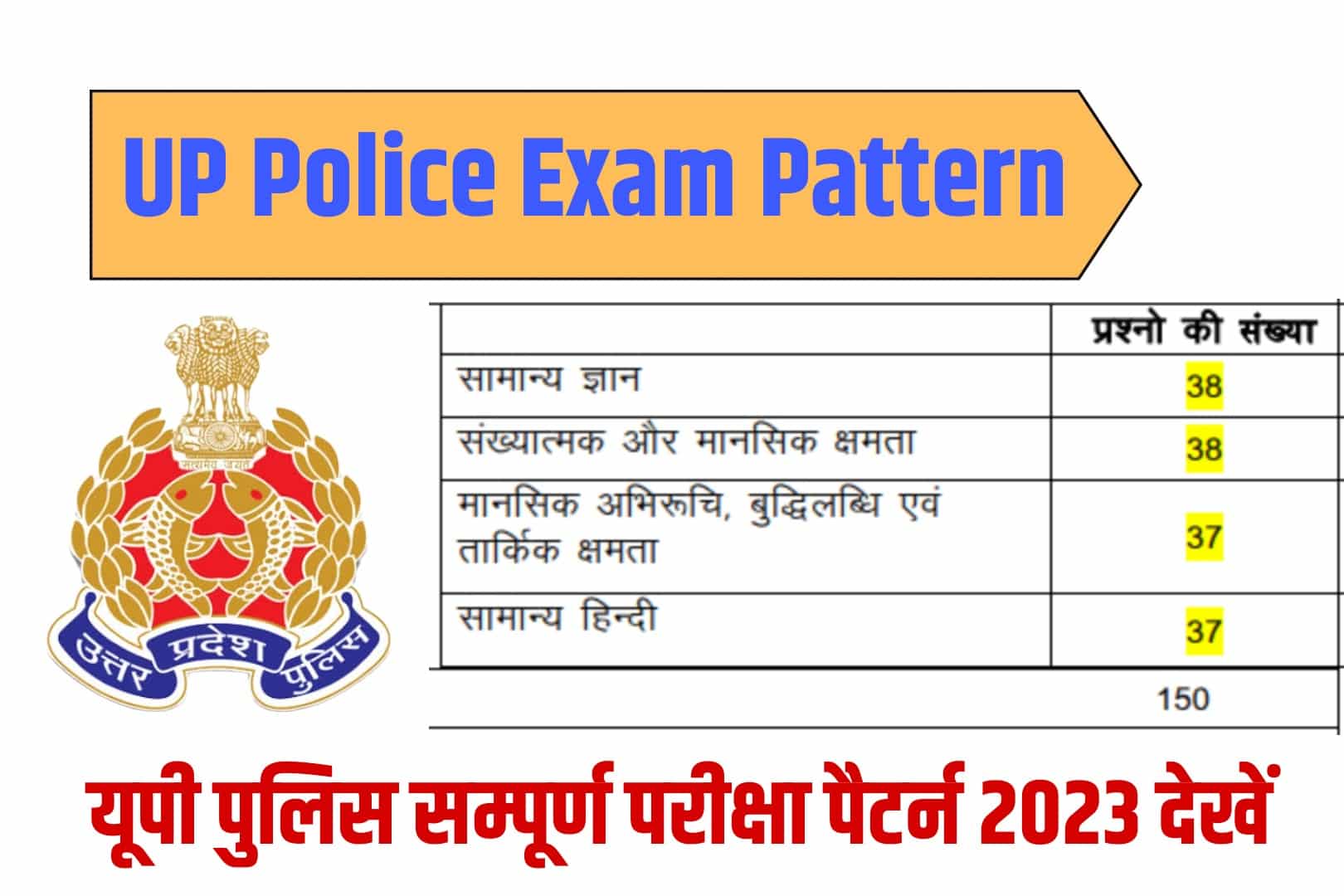 UP Police Constable Exam Pattern 2023 - यूपी पुलिस कांस्टेबल परीक्षा पैटर्न