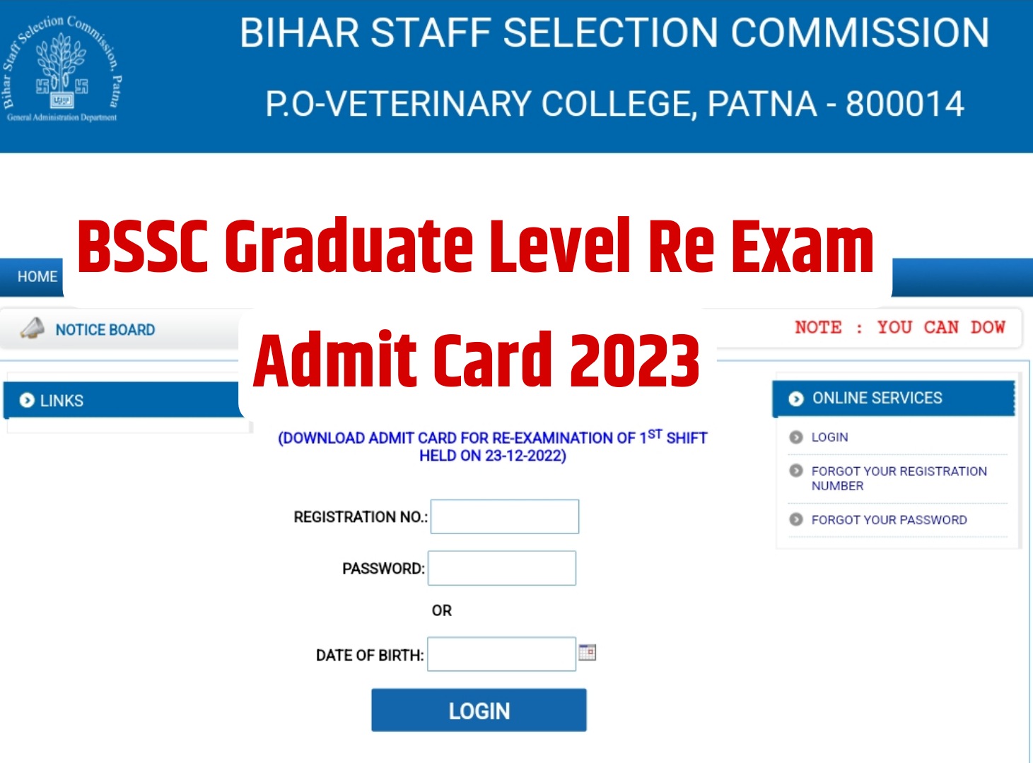BSSC Graduate Level Re Exam Admit Card 2023 | बिहार ग्रेजुएट लेवल एडमिट कार्ड