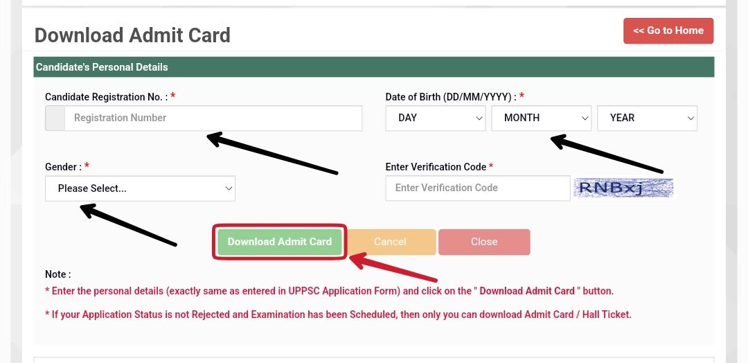 UPPSC Prelims Admit Card download page