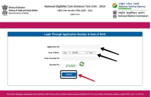 NTA NEET UG Admission Admit Card download page