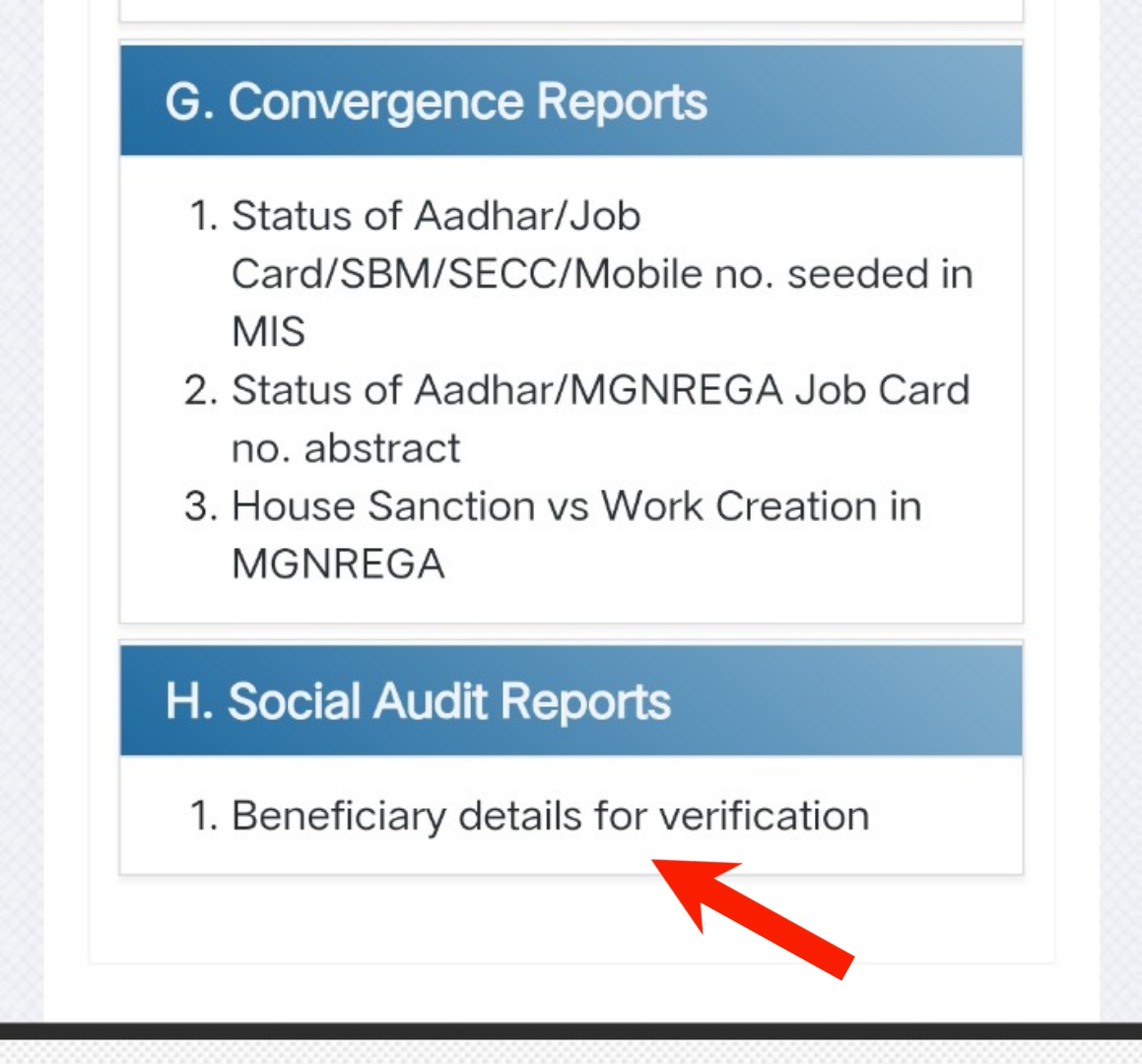 Beneficiary details for verification