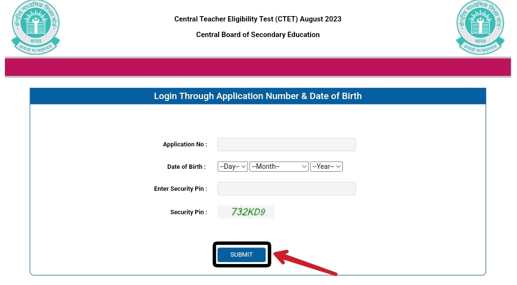 CBSE CTET July 2023 Admit Card download page