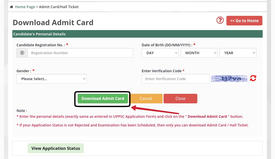 UPPSC Mains Admit Card download page