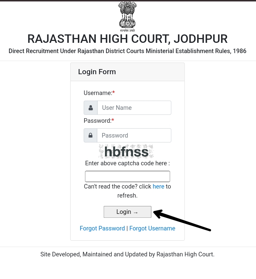 Rajasthan High Court Stenographer Admit Card download page
