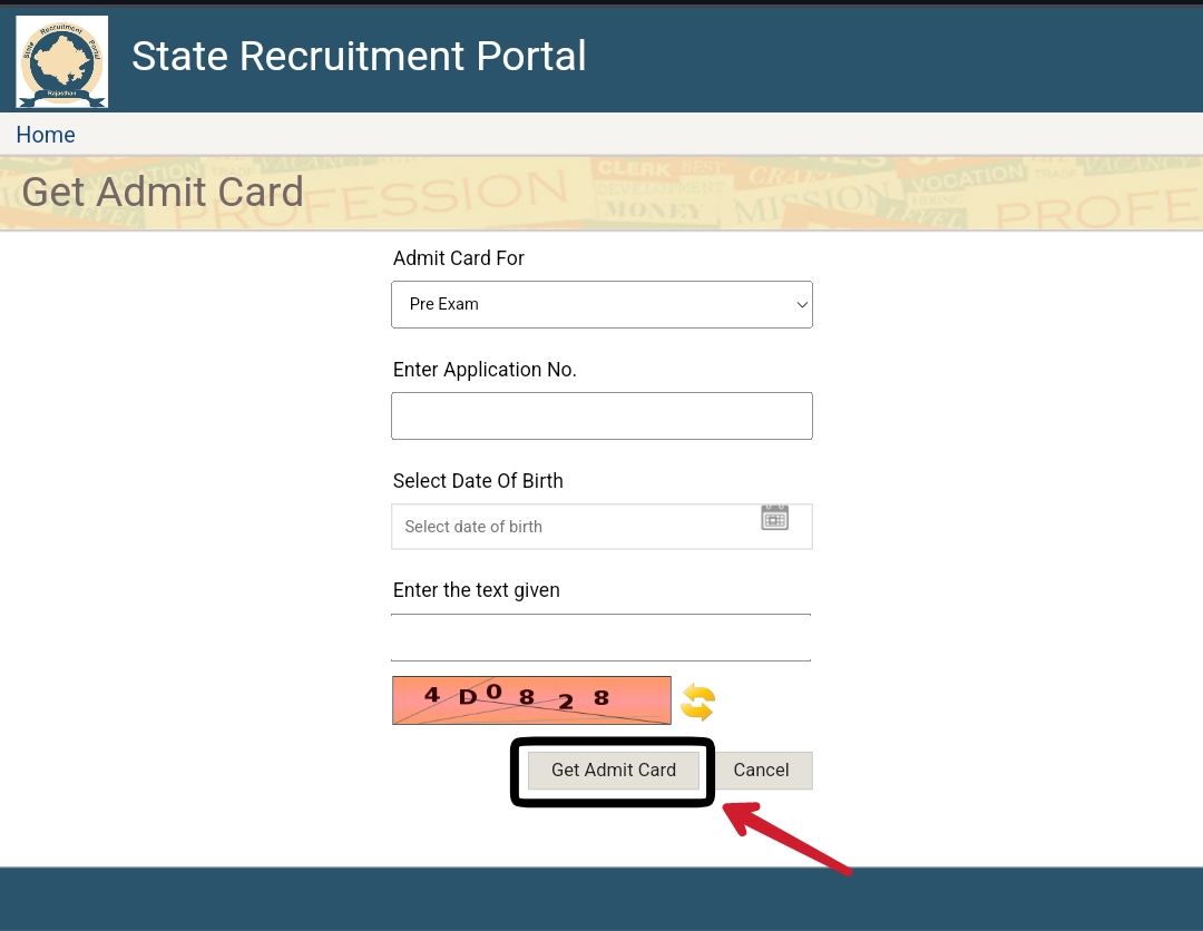 Rajasthan Police Constable PET PST Admit Card download page