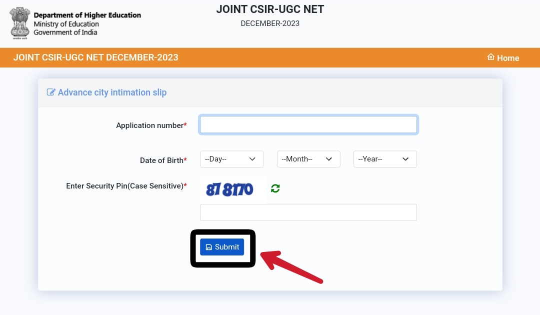 NTA CSIR UGC NET Exam City Details check page