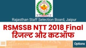 RSMSSB NTT 2018 Final Result with Cutoff