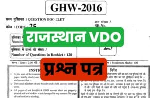 RSMSSB VDO Previous Year Question Paper