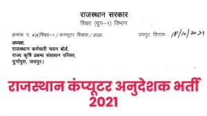 Rajasthan Computer Teacher Recruitment 2021