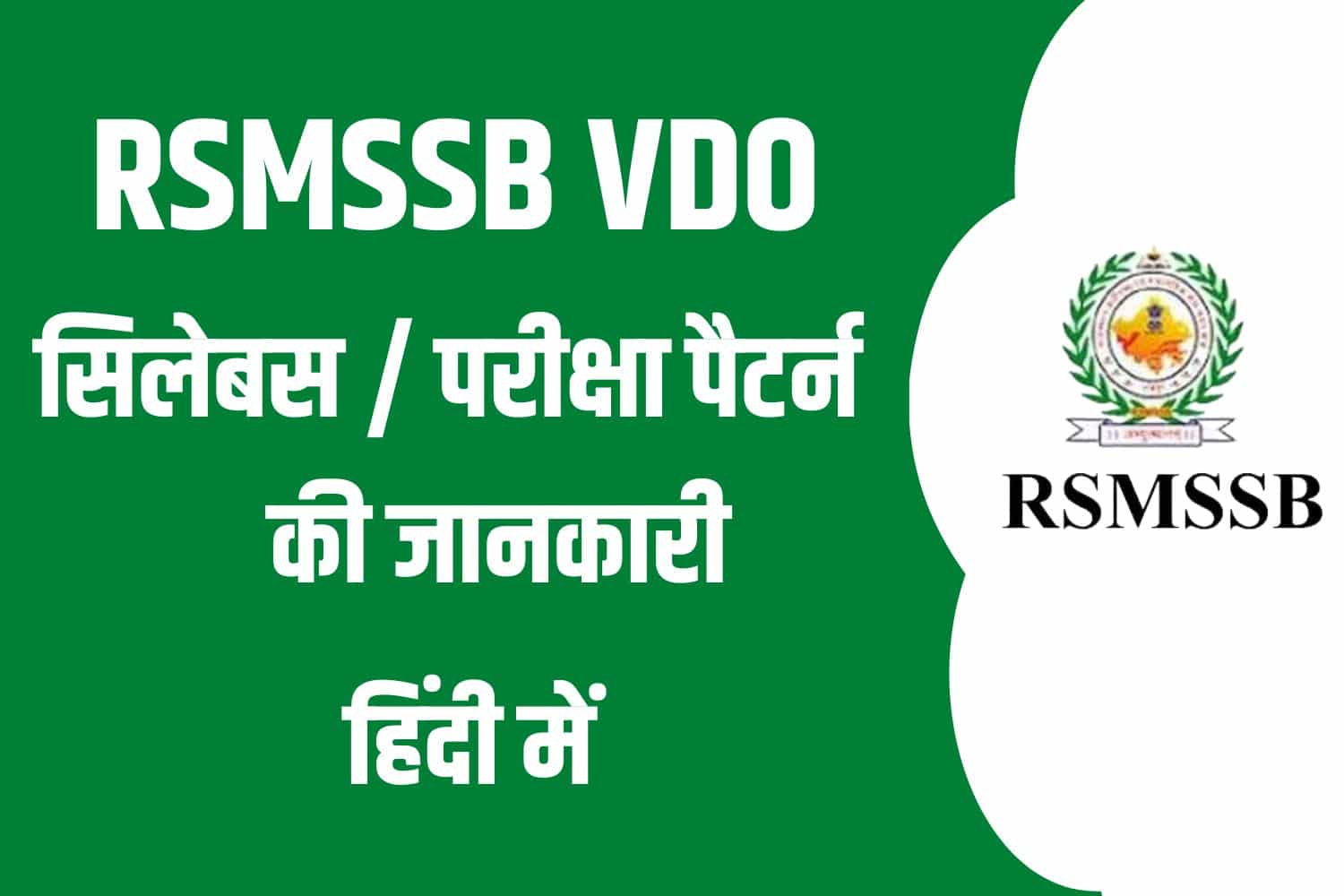 RSMSSB VDO Syllabus In Hindi | राजस्थान VDO सिलेबस हिंदी में