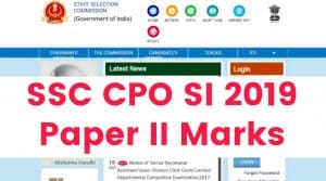 SSC CPO SI 2019 Paper II Marks