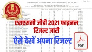 SSC GD Constable 2021 Final Result