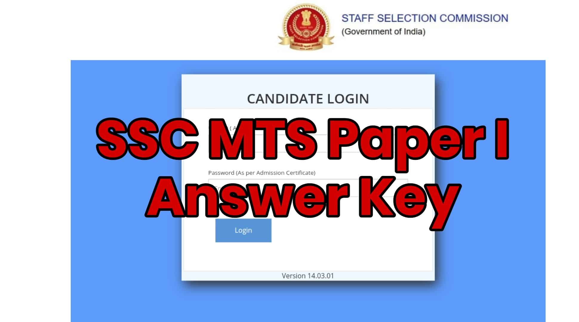 SSC MTS 2020 Paper I Final Answer Key