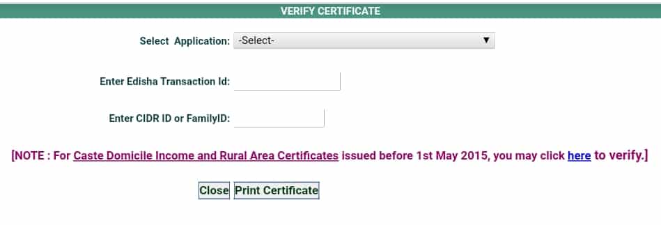 verification of certificate