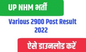 UP NHM Various 2900 Post Result 2022 