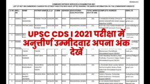 UPSC CDS I 2021 Marks for Not Qualified Candidate