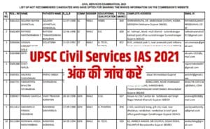 UPSC Civil Services IAS 2021 Marks for Not Qualified