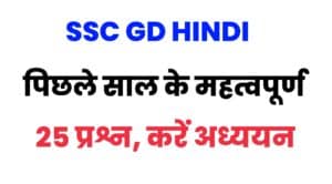 SSC GD Constable Hindi Previous Year Questions